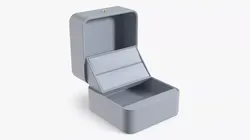 Leather Elegant Ring Case with Holder Open Grey 3D model