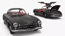 Mercedes-Benz 300SL Coupe Black Rigged for Cinema 4D 3D model