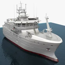 Oceanic Longline Fishing Ship On Water 3D model