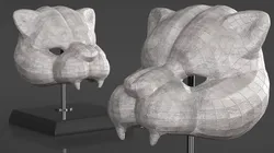 Panther Inspired Mask Figure on Stand 3D model