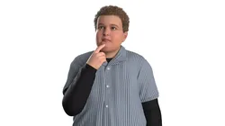 Pensive Obese Boy with Curly Hair 3D model