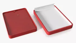 Rectangular Velvet Necklace Case Closed Red 3D model