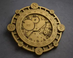 Steampunk Astronomical Clock Relief 3D model