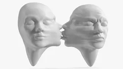 Surreal Sculpture of Kissing Faces 3D model