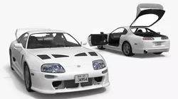 Toyota Supra 3000GT TRD Vented Hood Edition White Rigged 3D model
