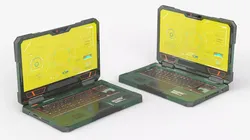 Vortex X9 Sci-Fi Tactical Laptop Opened Green 3D model
