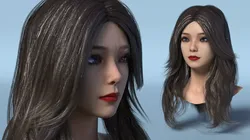 Womans Bust with Natural Curls and Eye Makeup 3D model