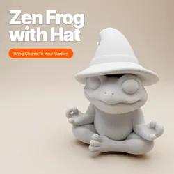 Zen Frog with Wizard Hat – Stylized Meditation Pose