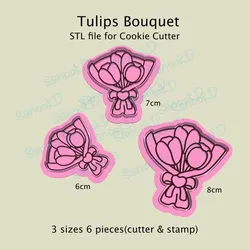 Tulips Bouquet STL file for Cookie Cutter