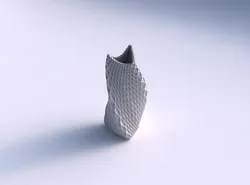 Vase twist curved tipping triangle 2 with grid piramides 3D print model