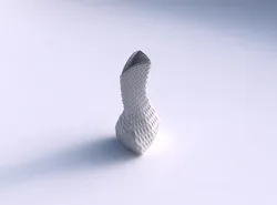 Vase twist puffy bent triangle with grid piramides 3D print model