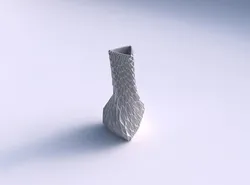 Vase twist puffy triangle with wavy grid piramides 3D print model