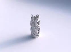 Vase twisted double arc hexagon with faceted cuts 3D print model