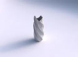 Vase twisted double arc hexagon with wavy grid plates 3D print model