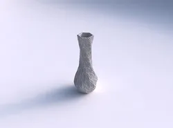 Vase twisted larger opening hexagon with wavy grid piramides 3D print model