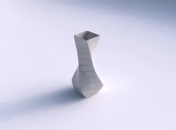 Vase twisted larger opening quadratic with grid plates 3D print model