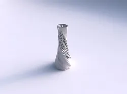 Vase twisted squeezed hexagon with organic lattice half solid 3D print model