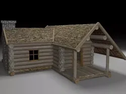 Wooden cabin Low-poly 3D model