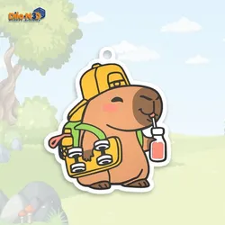 COOL CAPIBARA KEYCHAIN WITH HOOD AND SKATEBOARD