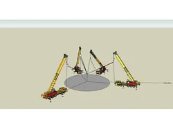 Mobile crane delta concrete 3D printer.