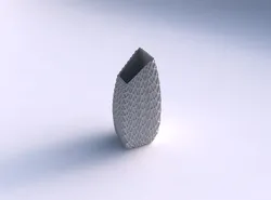 Vase bent rectangle with wavy grid piramides 3D print model