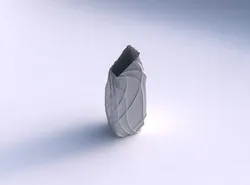 Vase bent rectangle with wavy sparse extruded lines 3D print model