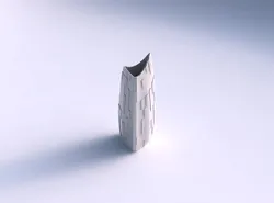 Vase curved tipping triangle 2 with wavy scattered grid plates 3D print model