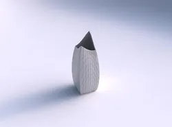 Vase double arc rectangle with wavy grid plates 3D print model