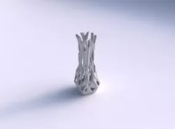 Vase larger opening rectangle with faceted cuts and 3D print model