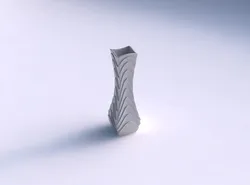 Vase larger opening rectangle with horizontal wavy layers 3D print model