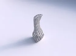 Vase puffy bent triangle with diagonal grid lattice 3D print model