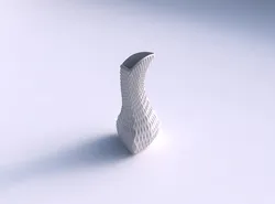 Vase puffy bent triangle with grid piramides 3D print model