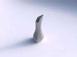 Vase puffy tappered triangle with extruded vertical lines 2 3D print model