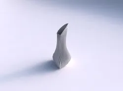 Vase puffy tappered triangle with wavy extruded lines 4 3D print model