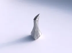 Vase puffy tappered triangle with wavy sparse extruded lines 3D print model