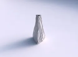 Vase puffy tipped triangle with wavy sparse extruded lines 3D print model