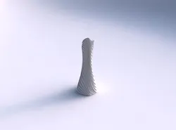 Vase squeezed and bent hexagon with wavy extruded lines 2 3D print model