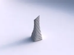 Vase squeezed and bent rectangle 2 with wavy extruded lines 3D print model