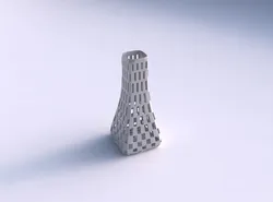Vase squeezed rectangle with checker grid lattice 3D print model