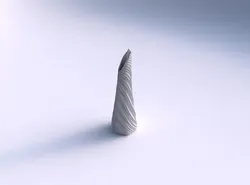 Vase top bent hexagon with wavy extruded lines 3D print model