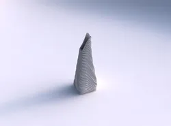 Vase top bent rectangle with wavy extruded lines 2 3D print model