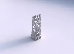 Vase twisted double arc rectangle with cracked organic lattice 3D print model