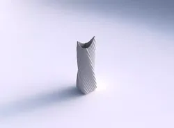 Vase twisted double arc rectangle with extruded vertical lines 2 3D print model