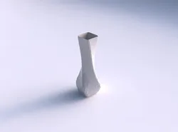 Vase twisted larger opening rectangle with diagonal grid pattern 3D print model