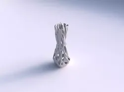 Vase twisted larger opening rectangle with faceted cuts and 3D print model
