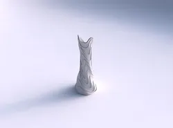 Vase twisted squeezed and bent hexagon 2 with horizontal wavy... 3D print model