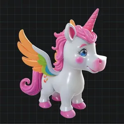 3D Unicorn Model – Colorful Fantasy Pegasus Unicorn with Wings and Horn