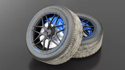 Black Alloy Wheel with Blue Caliper 3D model