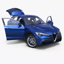 Blue Alfa Romeo Stelvio Rigged for Maya 3D model