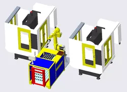 CNC One-to-two intelligent warehousing and processing unit 3D model